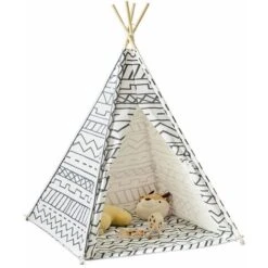 SoBuy Tenda Indiani Bambini Teepee Bambini Casette Bambini Tenda Per Bambini Casetta Da Giardino Per Bambini Modello Geometria OSS03-A03