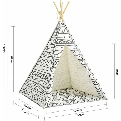 SoBuy Tenda Indiani Bambini Teepee Bambini Casette Bambini Tenda Per Bambini Casetta Da Giardino Per Bambini Modello Geometria OSS03-A03 4 SoBuy Tenda Indiani Bambini Teepee Bambini Casette Bambini Tenda Per Bambini Casetta Da Giardino Per Bambini Modello Geometria OSS03-A03 - immagine 2