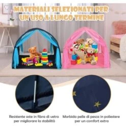 Tenda Da Gioco Per Bambini, Tenda Per Letto Con Borsa Di Trasporto, Casetta Per Bambini Portatile, Per Camera Da Letto Salone Giochi, 144 X 102 X 82 Cm (Blu) 9 Tenda Da Gioco Per Bambini, Tenda Per Letto Con Borsa Di Trasporto, Casetta Per Bambini Portatile, Per Camera Da Letto Salone Giochi, 144 X 102 X 82 Cm (Blu) -Cameretta Per Bambini 45966458 3