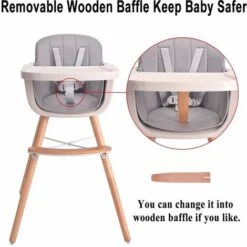 BATHRINS - Seggiolone Pappa Evolutivo, 4 Diverse Funzioni Tra Cui Seggiolone, Alzasedia, Sgabello E Tavolino, Per Bambini 6 Mesi- 5 Anni (0-22 Kg), Materiale Idrorepellente Facile Da Pulire, Grigio