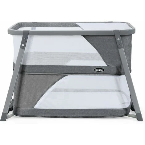 GOPLUS Culla Per Neonati 3 In 1, Trasportabile, Pieghevole, Lettino Da Campeggio, Grigio, Lacci Di Sicurezza, Culla Dondolo Con Materasso Removibile E Lavabile, 97,5x58x69,5 Cm 6 GOPLUS Culla Per Neonati 3 In 1, Trasportabile, Pieghevole, Lettino Da Campeggio, Grigio, Lacci Di Sicurezza, Culla Dondolo Con Materasso Removibile E Lavabile, 97,5x58x69,5 Cm - immagine 4