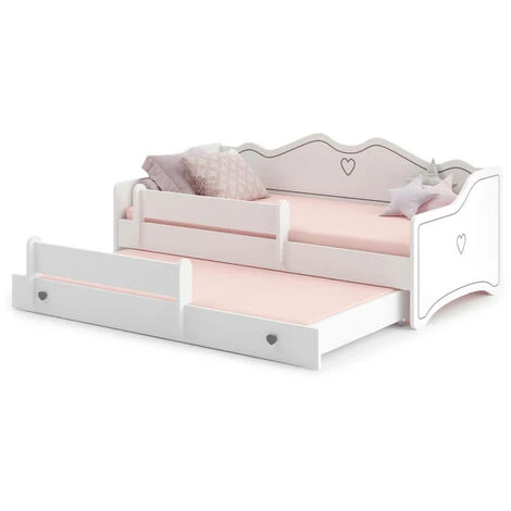 Dmora Letto Singolo Per Bambini, Divano Letto Con Secondo Lettino Estraibile, Lettino Con Decorazione E Protezione Anticaduta, Cm 164x88h70, Colore Bianco E Grigio, Con Imballo Rinforzato 4 Dmora Letto Singolo Per Bambini, Divano Letto Con Secondo Lettino Estraibile, Lettino Con Decorazione E Protezione Anticaduta, Cm 164x88h70, Colore Bianco E Grigio, Con Imballo Rinforzato - immagine 2