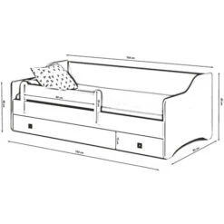 Dmora Letto Singolo Per Bambini, Lettino Con Cassettone E Protezione Anticaduta Per Cameretta, Cm 164x85h60, Colore Bianco, Con Imballo Rinforzato -Cameretta Per Bambini 48736814 3