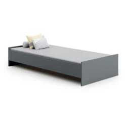 Dmora Letto Singolo Moderno Con Testiera, Letto A Una Piazza Adatto A Materasso Da 90x190 Cm, Colore Grigio, Con Imballo Rinforzato -Cameretta Per Bambini 48736859 3