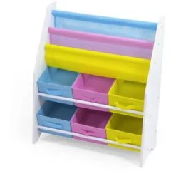 Scaffale Small In Legno Porta Libri E Giocattoli Con 3 Ripiani E 6 Cestoni -Cameretta Per Bambini 49926897 2