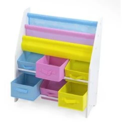 Scaffale Small In Legno Porta Libri E Giocattoli Con 3 Ripiani E 6 Cestoni -Cameretta Per Bambini 49926897 3
