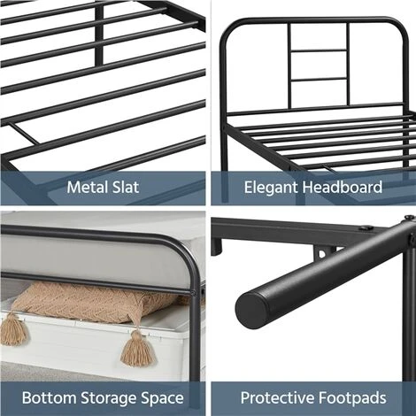 Yaheetech Struttura Letto A Doghe In Ferro Battuto Per Camera Da Letto Ospiti Hotel Soggiorno Stile Rustico Nera 90 X 190 Cm 4 Yaheetech Struttura Letto A Doghe In Ferro Battuto Per Camera Da Letto Ospiti Hotel Soggiorno Stile Rustico Nera 90 X 190 Cm - immagine 2