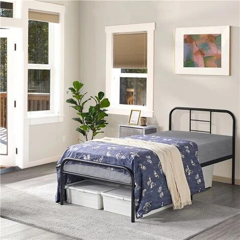 Yaheetech Struttura Letto A Doghe In Ferro Battuto Per Camera Da Letto Ospiti Hotel Soggiorno Stile Rustico Nera 90 X 190 Cm 5 Yaheetech Struttura Letto A Doghe In Ferro Battuto Per Camera Da Letto Ospiti Hotel Soggiorno Stile Rustico Nera 90 X 190 Cm - immagine 3