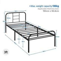 Yaheetech Struttura Letto A Doghe In Ferro Battuto Per Camera Da Letto Ospiti Hotel Soggiorno Stile Rustico Nera 90 X 190 Cm 11 Yaheetech Struttura Letto A Doghe In Ferro Battuto Per Camera Da Letto Ospiti Hotel Soggiorno Stile Rustico Nera 90 X 190 Cm -Cameretta Per Bambini 50003155 5