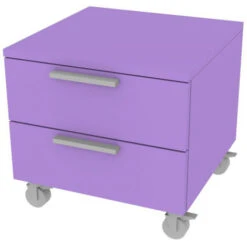 720C2 - Cassettiera Cameretta-ufficio L 45 Con Ruote E 2 Cassetti H.16, Con Guide A Chiusura Rallentata 45x45x44 (LxPxH) - Lilla