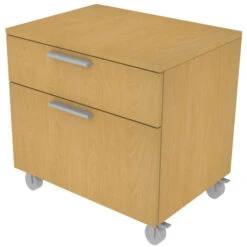 809C - Cassettiera Cameretta-ufficio L 60 Con Ruote E 2 Cassetti H.16+h.32, Con Guide A Chiusura Rallentata 60x45x60 (LxPxH) - Faggio