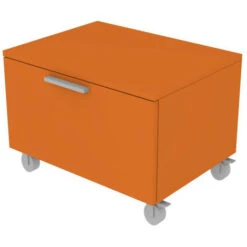 820C - Cassettiera Cameretta-ufficio L 60 Con Ruote E 1 Cassetto H.32, Con Guide A Chiusura Rallentata 60x45x44 (LxPxH) - Arancio