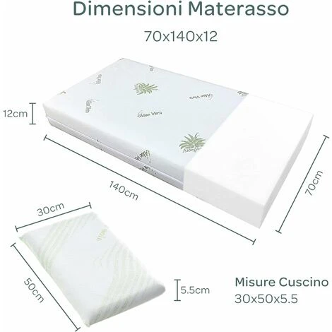 MATERASSO BABY PER LETTINO COMPLETO DI GUANCIALE 70X140X13 CM CON GUANCIALE 5 MATERASSO BABY PER LETTINO COMPLETO DI GUANCIALE 70X140X13 CM CON GUANCIALE - immagine 3