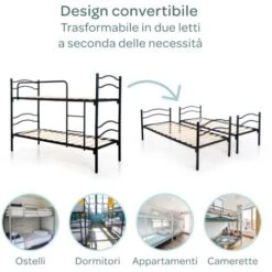LETTO A CASTELLO CON RETI A DOGHE SCOMPONIBILE NERO 6 LETTO A CASTELLO CON RETI A DOGHE SCOMPONIBILE NERO -Cameretta Per Bambini 51192129 2