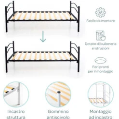 LETTO A CASTELLO CON RETI A DOGHE SCOMPONIBILE NERO 7 LETTO A CASTELLO CON RETI A DOGHE SCOMPONIBILE NERO -Cameretta Per Bambini 51192129 3