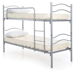 LETTO A CASTELLO COMPLETO DI RETI MATERASSI E CUSCINI GRIGIO