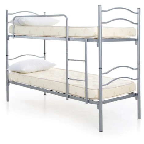 LETTO A CASTELLO COMPLETO DI RETI MATERASSI E CUSCINI GRIGIO 3 LETTO A CASTELLO COMPLETO DI RETI MATERASSI E CUSCINI GRIGIO