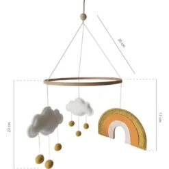Mobile Pour Lit D'enfant Montessori En Feutre Et Bois, Motif Nuages Et Arc-en-ciel -Cameretta Per Bambini 51604503 5