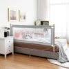COSTWAY Barriera Letto Per Bambini, Sponda Di Sicurezza Con Doppio Blocco Di Sicurezza Per Bambini, Con Sollevamento Verticale, Lunghezza 174 Cm (Grigio) -Cameretta Per Bambini 51604842 1