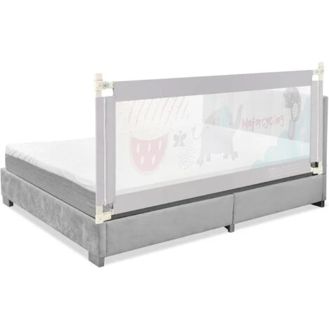 COSTWAY Barriera Letto Per Bambini, Sponda Di Sicurezza Con Doppio Blocco Di Sicurezza Per Bambini, Con Sollevamento Verticale, Lunghezza 174 Cm (Grigio) 4 COSTWAY Barriera Letto Per Bambini, Sponda Di Sicurezza Con Doppio Blocco Di Sicurezza Per Bambini, Con Sollevamento Verticale, Lunghezza 174 Cm (Grigio) - immagine 2