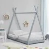 Lettino Montessori Tenda Capanna Letto Bambini In Legno 80x160cm Tipee Grigio -Cameretta Per Bambini 51909808 1