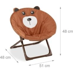 Relaxdays Moon Chair, Sedia Pieghevole Ultraleggera Bambini E Bambine, Interni E Esterni, Poltroncina, Orsetto Marrone -Cameretta Per Bambini 51975321 4