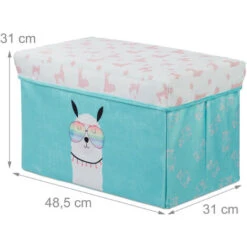 Relaxdays Scatola Portaoggetti Pieghevole, Sgabello Da Cameretta, Da 33 L, Con Lama, 31x32x32 Cm, Turchese -Cameretta Per Bambini 51975322 4