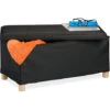 Relaxdays Panca Con Contenitore, In Similpelle, Imbottita, Corridoio, Camera Da Letto, HxLxP: 35 X 76 X 37 Cm, Nera -Cameretta Per Bambini 51977317 1