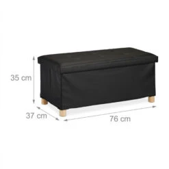 Relaxdays Panca Con Contenitore, In Similpelle, Imbottita, Corridoio, Camera Da Letto, HxLxP: 35 X 76 X 37 Cm, Nera -Cameretta Per Bambini 51977317 4