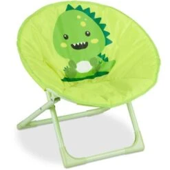 Relaxdays Moon Chair, Sedia Pieghevole Ultraleggera Per Bambini E Bambine, Interni E Esterni, Poltroncina, Mostro Verde