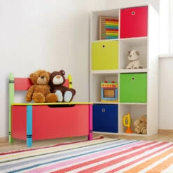 Relaxdays Panchetta Con Cassapanca, Salvaspazio, Con Coperchio, Cameretta Bambini, HLP 54,5x60x35 Cm, MDF, Multicolore -Cameretta Per Bambini 51981800 5