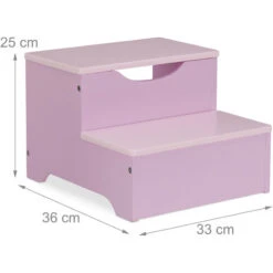 Relaxdays Sgabello Per Bambini, Per Cameretta, Bagno, Cucina, 2 Scalini, Realizzato In MDF, HLP: 25x33x36 Cm, Lilla/Rosa -Cameretta Per Bambini 51981828 4