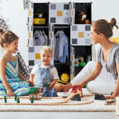 Relaxdays Scaffale Componibile, 8 Scomparti, 2 Aste Appendiabiti, Scarpiera Modulare, HLP: 145x110x37 Cm, Nero Colorato 9 Relaxdays Scaffale Componibile, 8 Scomparti, 2 Aste Appendiabiti, Scarpiera Modulare, HLP: 145x110x37 Cm, Nero Colorato -Cameretta Per Bambini 51983929 3