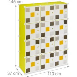Relaxdays Scaffale Componibile, 8 Scomparti 2 Aste Appendiabiti, Guardaroba, HxLxP: 145x110x37 Cm, Giallo Multicolore -Cameretta Per Bambini 51983933 4