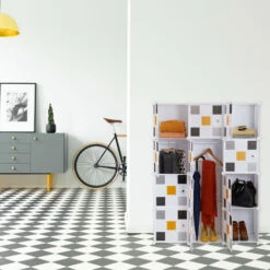 Relaxdays Scaffale Componibile, 8 Scomparti, 2 Aste Appendiabiti, Scarpiera Modulare, HLP 145x110x37 Cm, Bianco Colorato -Cameretta Per Bambini 51983954 5