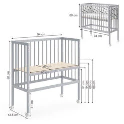 Letto Per Allattamento „Sophie“ Grigio Con 2 Sponde E Materasso VitaliSpa 9 Letto Per Allattamento „Sophie“ Grigio Con 2 Sponde E Materasso VitaliSpa -Cameretta Per Bambini 52457845 3