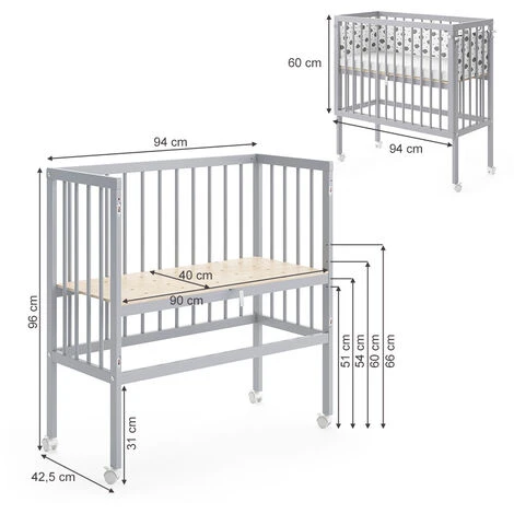 Letto Per Allattamento „Sophie“ Grigio Con 2 Sponde E Materasso VitaliSpa 5 Letto Per Allattamento „Sophie“ Grigio Con 2 Sponde E Materasso VitaliSpa - immagine 3