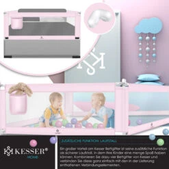 KESSER® Sponda Da Letto Protezione Per Letto Sponda Da Letto Bambini Sponda Da Culla Barriera Letto Per Bambini Rosa (de), 200cm (de) -Cameretta Per Bambini 52788907 5