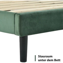 Letto Singolo Con Testiera A Doghe Tessuto Velluto 90 X 200 Cm, Verde Scuro 11 Letto Singolo Con Testiera A Doghe Tessuto Velluto 90 X 200 Cm, Verde Scuro -Cameretta Per Bambini 53602338 5