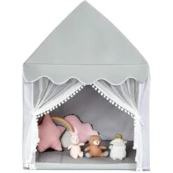 COSTWAY Casetta Per Bambini, Casetta Con Tenda Resistente Struttura In Solido Legno E Tappetino Di Cotone, Con Tenda Porta E Finestra 11 COSTWAY Casetta Per Bambini, Casetta Con Tenda Resistente Struttura In Solido Legno E Tappetino Di Cotone, Con Tenda Porta E Finestra -Cameretta Per Bambini 53624332 5