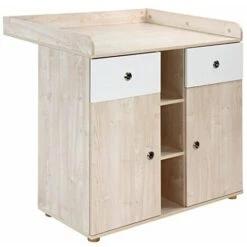 Nova Mobile Fasciatoio 2 Cassetti 3 Ripiani Aperti 2 Scomparti Con Ante Legno Faggio -Cameretta Per Bambini 53989687 3