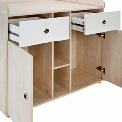Nova Mobile Fasciatoio 2 Cassetti 3 Ripiani Aperti 2 Scomparti Con Ante Legno Faggio -Cameretta Per Bambini 53989687 4
