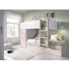 Letto A Castello Crystal Per Due Bambini Bianco Opaco Rosa E Rovere Grigio Con Armadio Bianco, Rosa E Grigio -Cameretta Per Bambini 54448737 1
