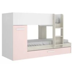 Letto A Castello Crystal Per Due Bambini Bianco Opaco Rosa E Rovere Grigio Con Armadio Bianco, Rosa E Grigio 9 Letto A Castello Crystal Per Due Bambini Bianco Opaco Rosa E Rovere Grigio Con Armadio Bianco, Rosa E Grigio -Cameretta Per Bambini 54448737 3