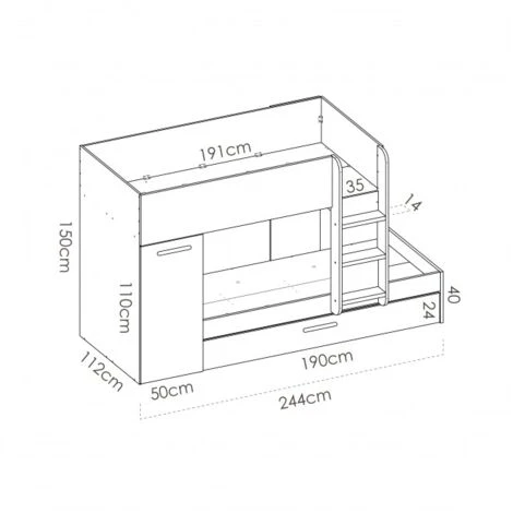 Letto A Castello Crystal Per Due Bambini Bianco Opaco Rosa E Rovere Grigio Con Armadio Bianco, Rosa E Grigio 7 Letto A Castello Crystal Per Due Bambini Bianco Opaco Rosa E Rovere Grigio Con Armadio Bianco, Rosa E Grigio - immagine 5