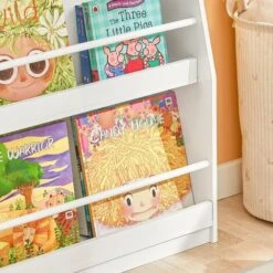 SoBuy Libreria Per Bambini Con 3 Ripiani Scaffale Per Giocattoli Scaffale Per Bambini Organizzatore Di Giocattoli Portaoggetti Bianco, KMB45-W -Cameretta Per Bambini 54873762 3