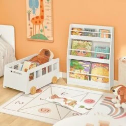 SoBuy Libreria Per Bambini Con 3 Ripiani Scaffale Per Giocattoli Scaffale Per Bambini Organizzatore Di Giocattoli Portaoggetti Bianco, KMB45-W -Cameretta Per Bambini 54873762 5