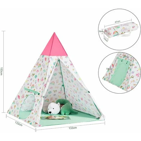 SoBuy Tenda Da Gioco Per Bambini Con Porta E Finestra Casetta Per Bambini Tenda Per Bambini 133x133x153 Cm, OSS06 4 SoBuy Tenda Da Gioco Per Bambini Con Porta E Finestra Casetta Per Bambini Tenda Per Bambini 133x133x153 Cm, OSS06 - immagine 2