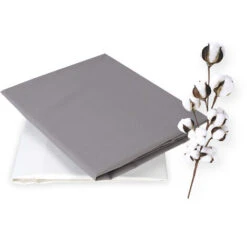 Lenzuolo Da Letto 100% Cotone 70x160, Confezione Da 2 In Grigio Perla E Bianco. Ideale Per I Letti Montessori