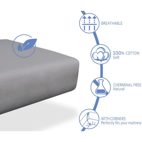 Lenzuolo Da Letto 100% Cotone 70x160, Confezione Da 2 In Grigio Perla E Bianco. Ideale Per I Letti Montessori 4 Lenzuolo Da Letto 100% Cotone 70x160, Confezione Da 2 In Grigio Perla E Bianco. Ideale Per I Letti Montessori - immagine 2